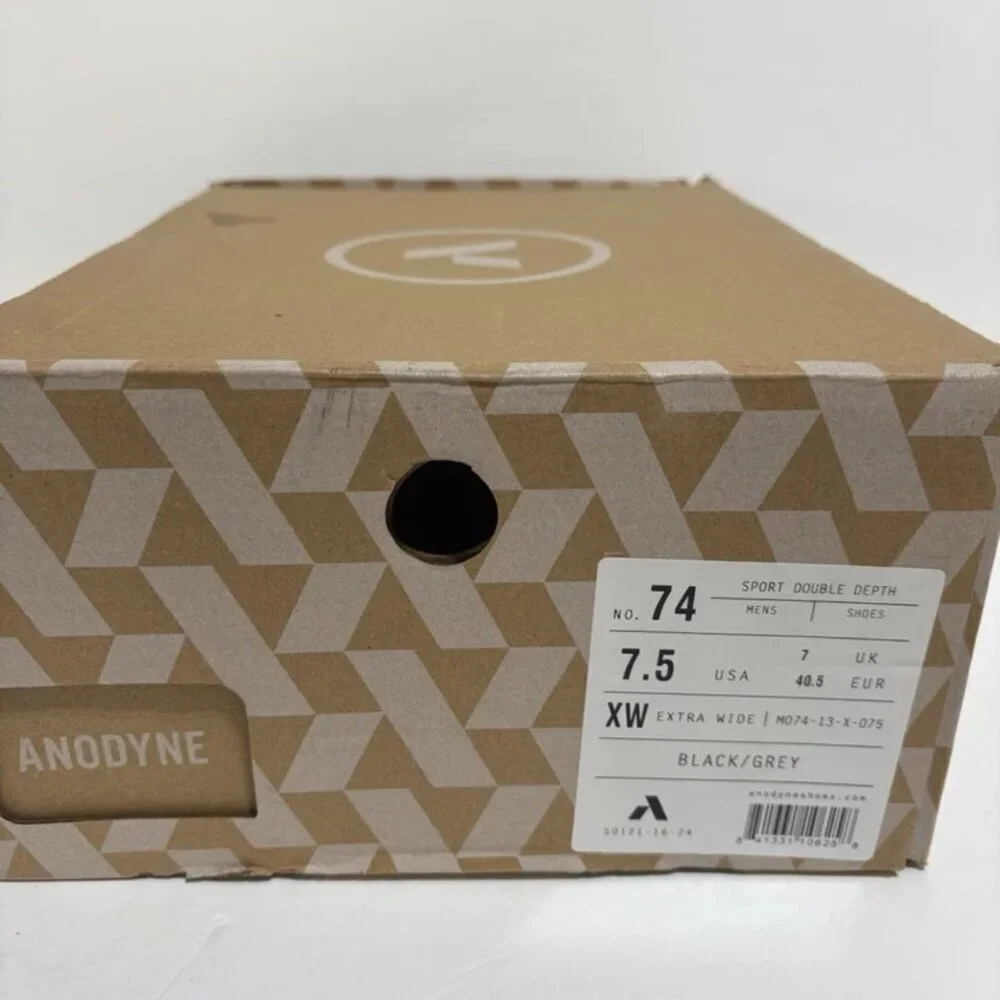 Anodyne Men’s No. 74 Sport Double Depth Sneakers Black, Size 7.5 Extra Wide